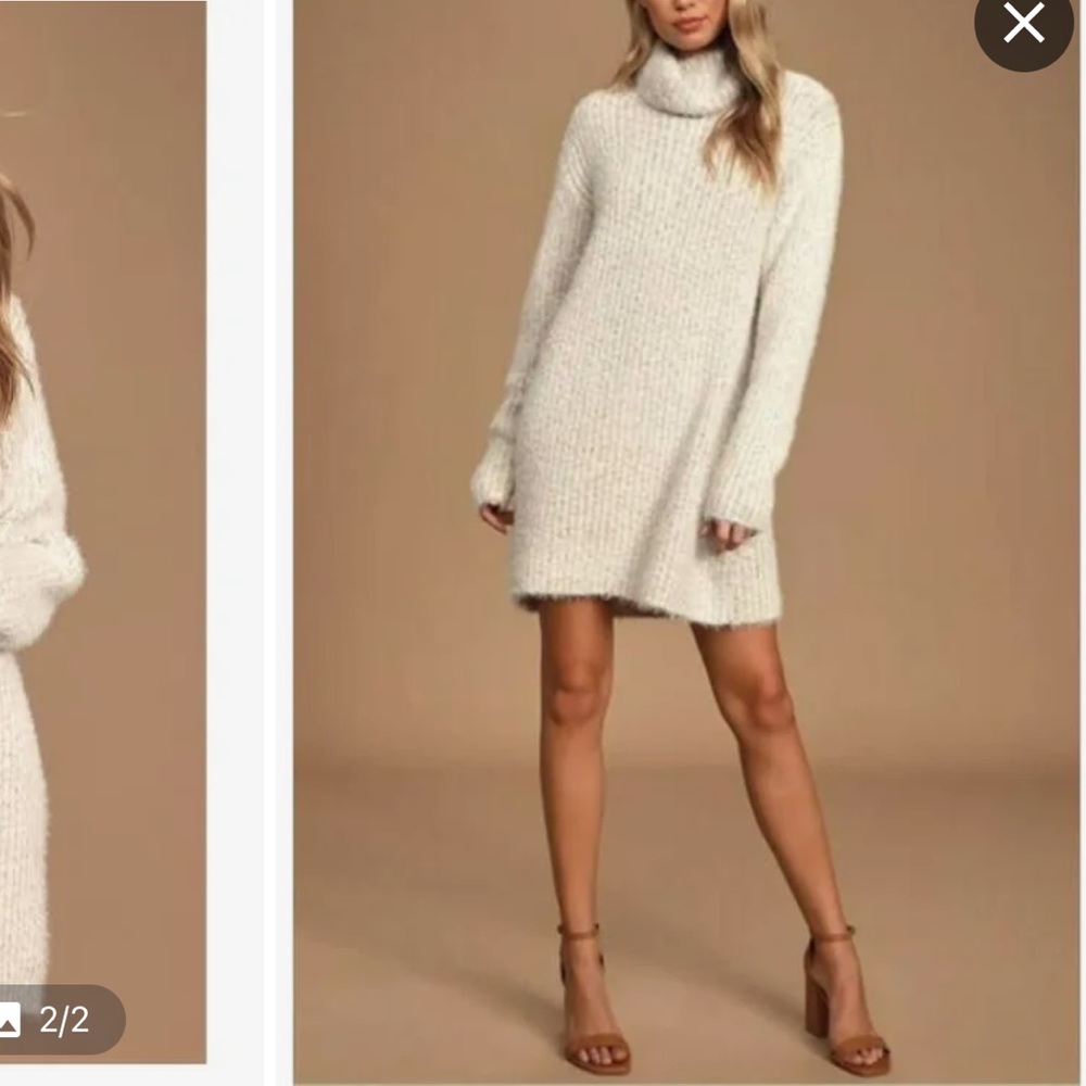 Lulu's Soft Cream Long Sleeve Dress